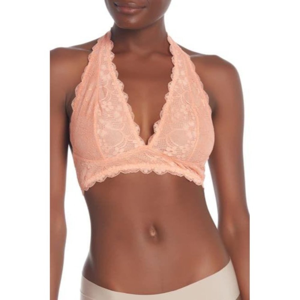 Free People Galloon Lace Halter Bralette M Orange